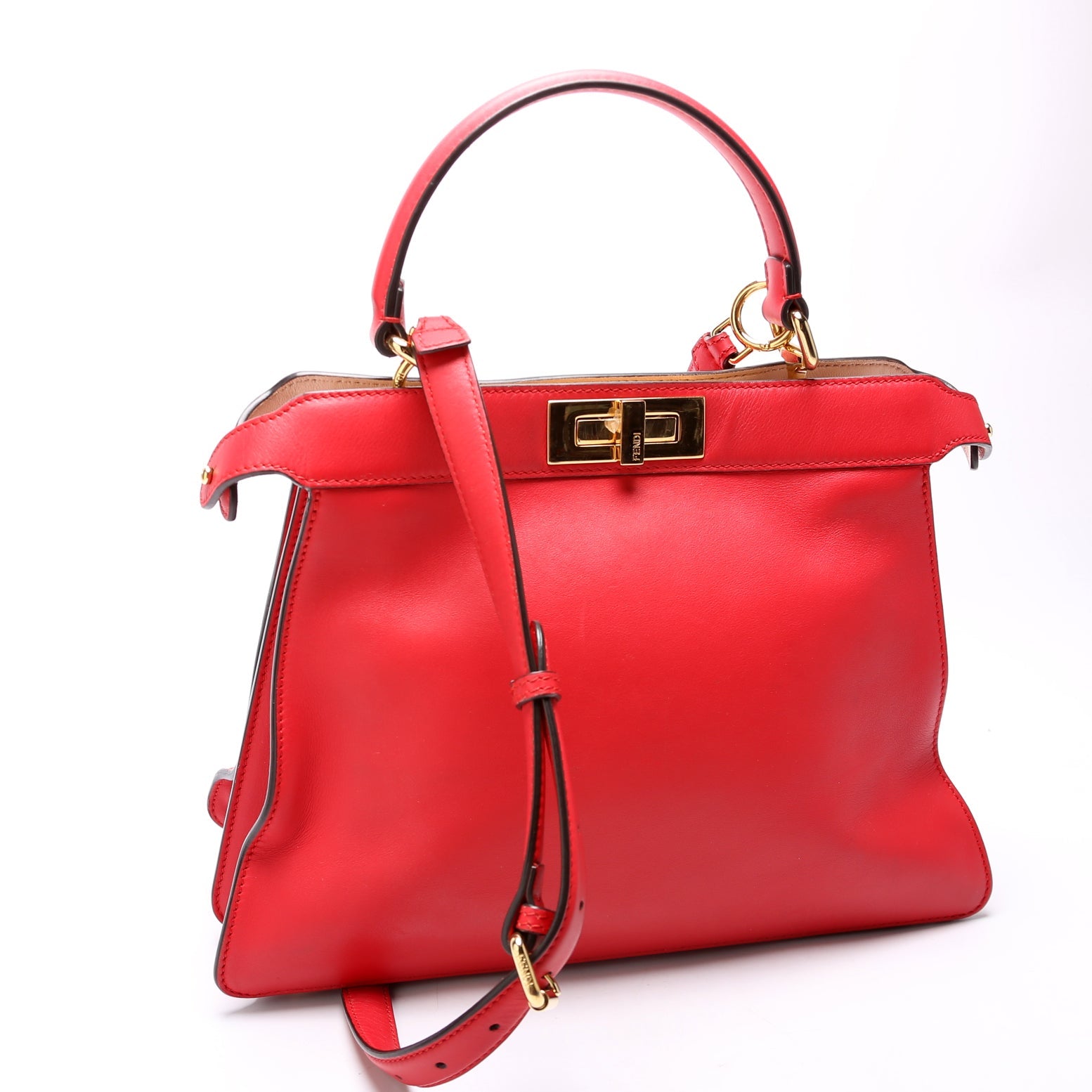 Fendi Peekaboo Iseeu Medium Vitello Leather Red