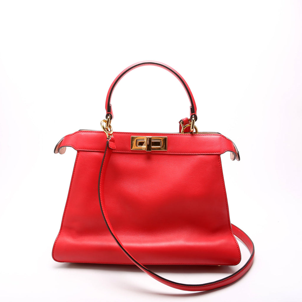 Fendi Peekaboo Iseeu Medium Vitello Leather Red