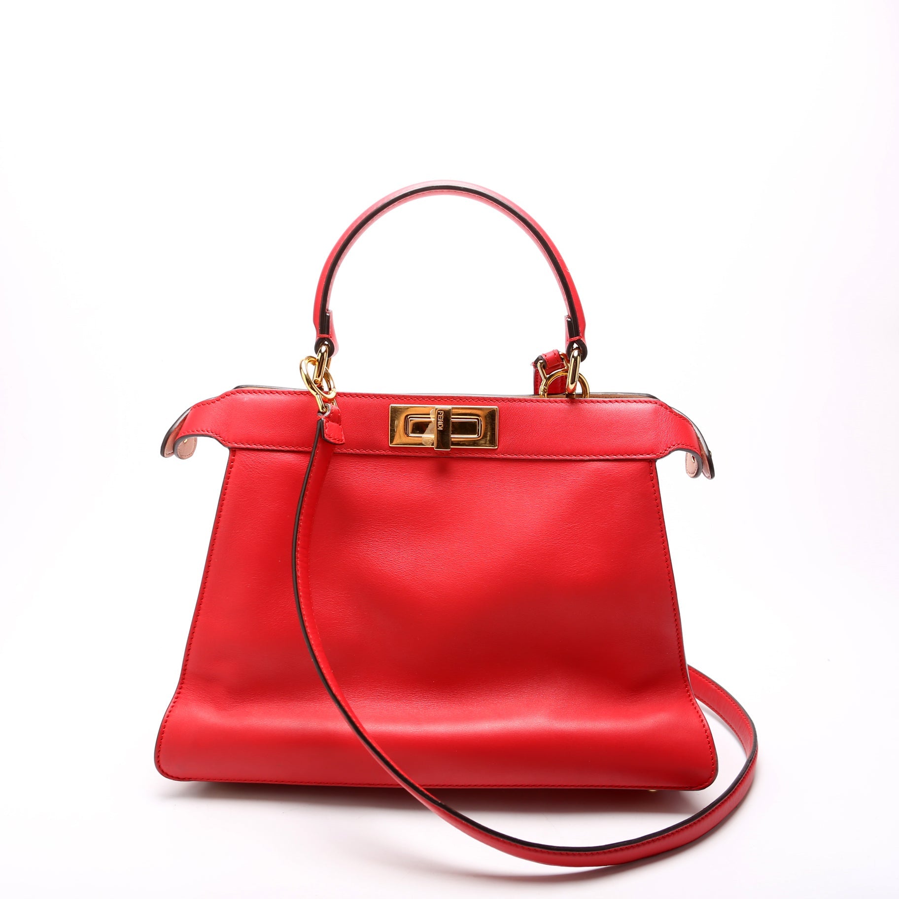 Fendi Peekaboo Iseeu Medium Vitello Leather Red