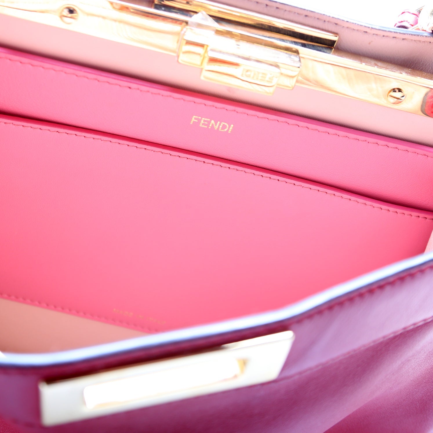 Fendi Peekaboo Iseeu Medium Vitello Leather Red