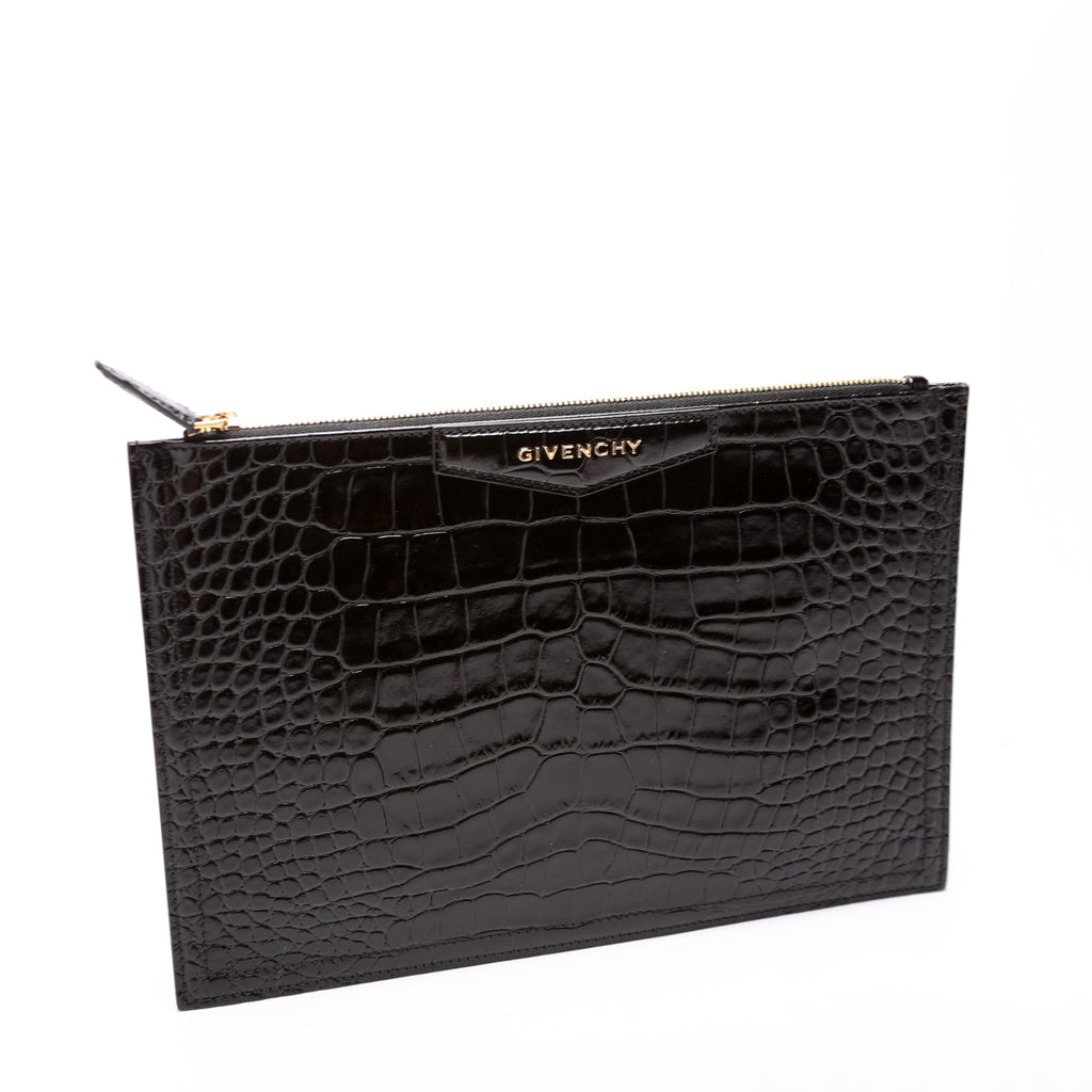 Antigona Large Flat Zip Pouch Black