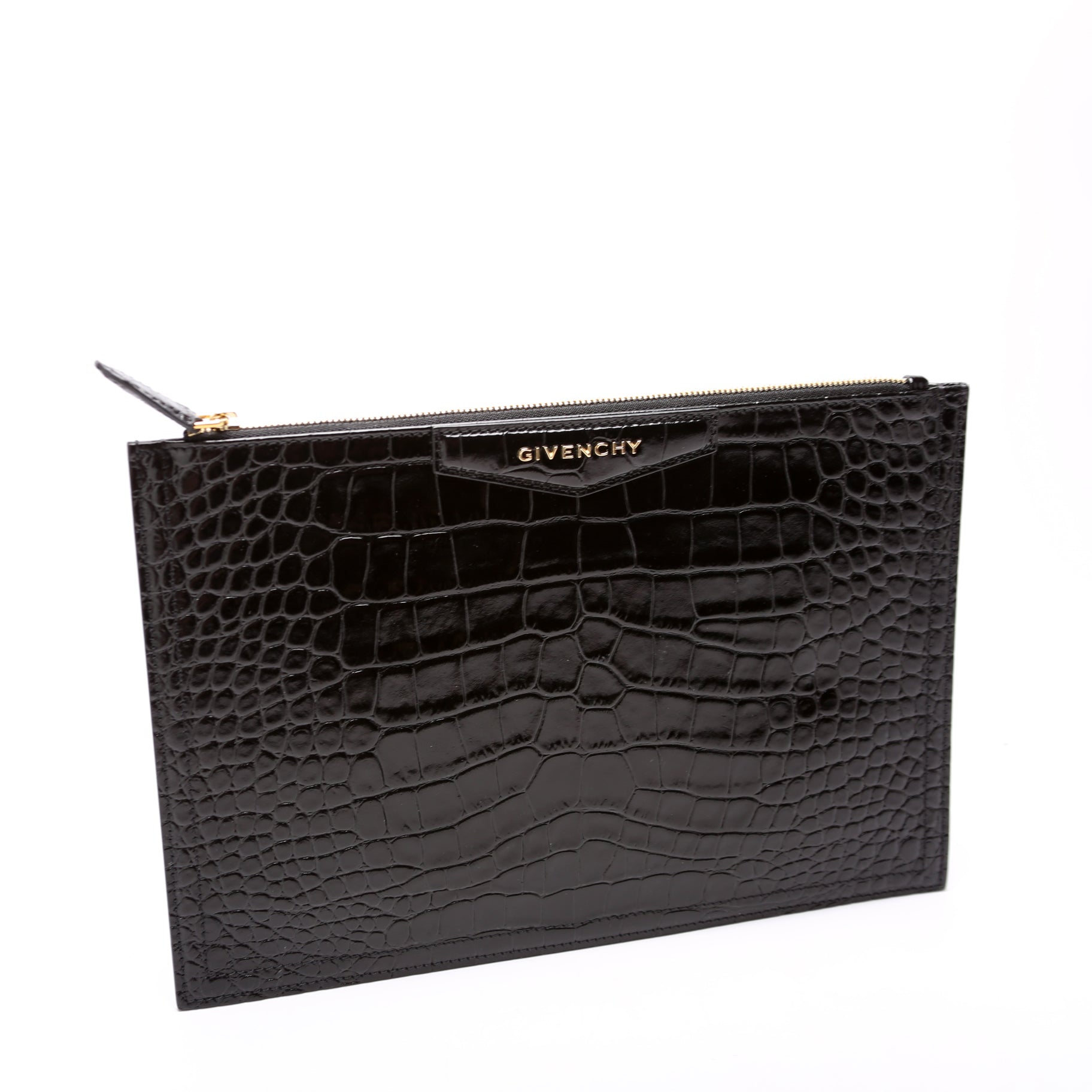 Antigona Large Flat Zip Pouch Black