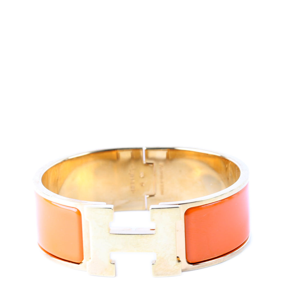 Hermes Clic Clac Wide PM Bracelet Gold/Orange
