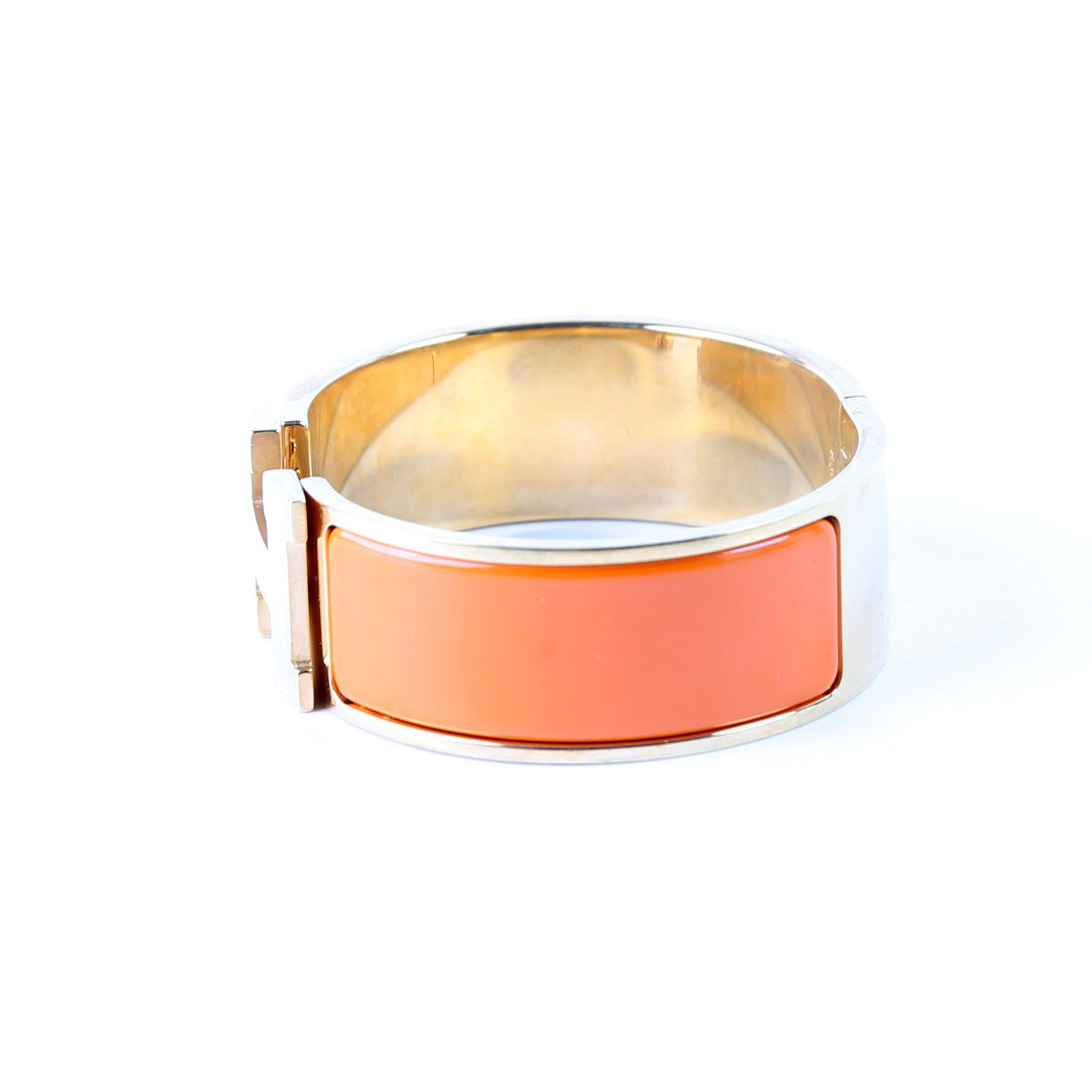 Hermes Clic Clac Wide PM Bracelet Gold/Orange