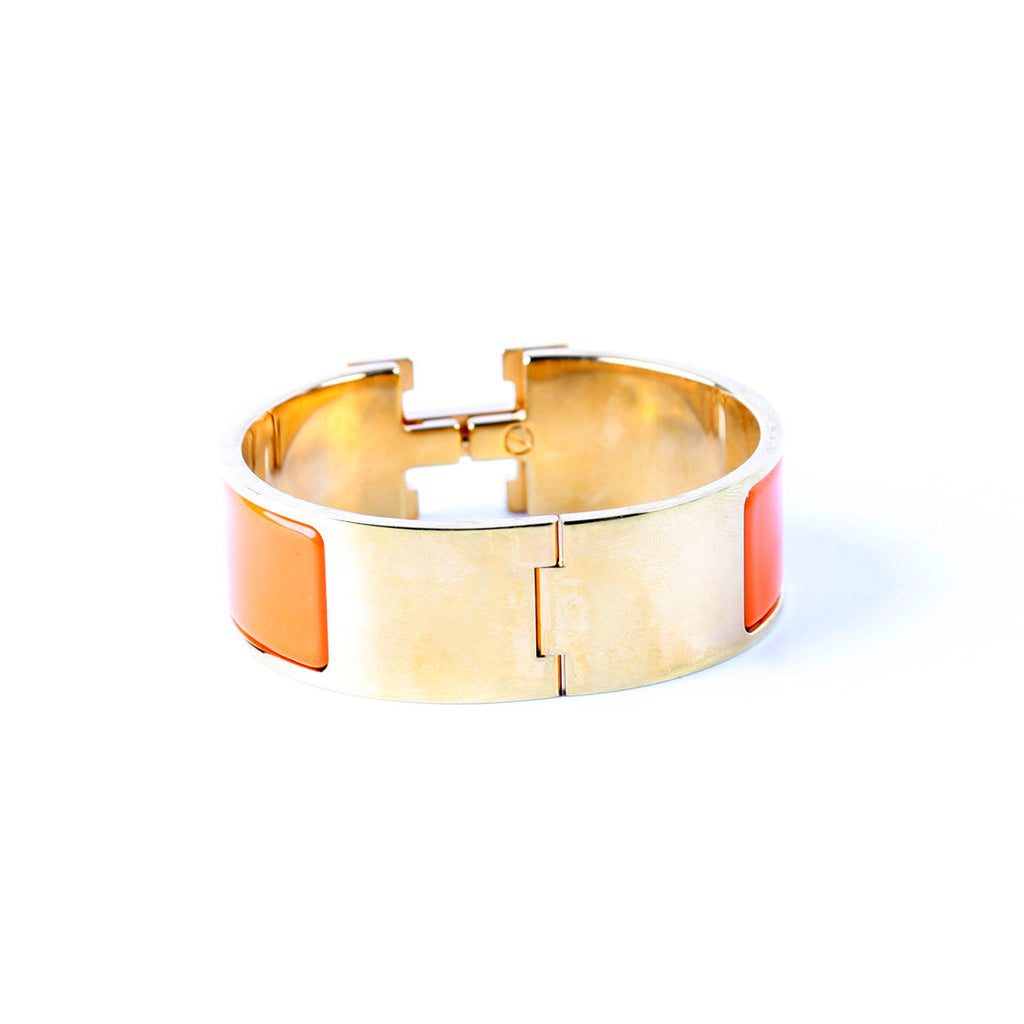 Hermes Clic Clac Wide PM Bracelet Gold/Orange