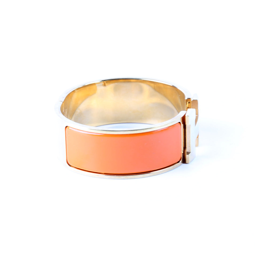 Hermes Clic Clac Wide PM Bracelet Gold/Orange
