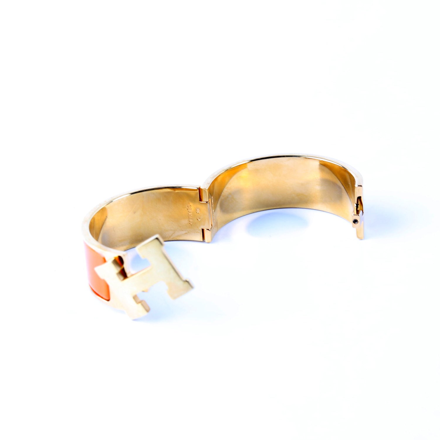 Hermes Clic Clac Wide PM Bracelet Gold/Orange