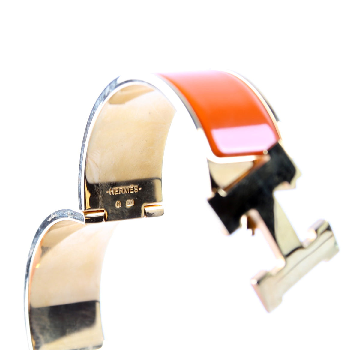 Hermes Clic Clac Wide PM Bracelet Gold/Orange