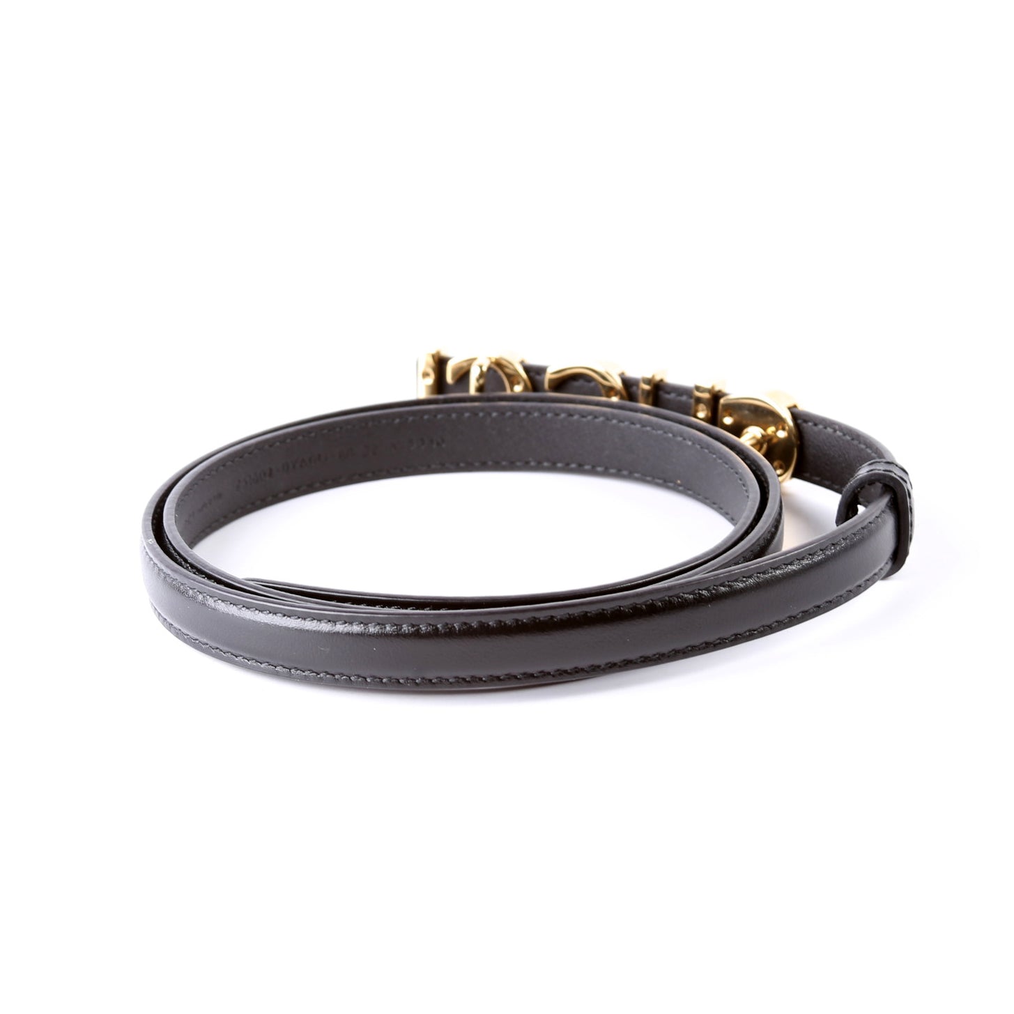 751602 Logo Extra Thin Leather Belt Size 80/32 Black