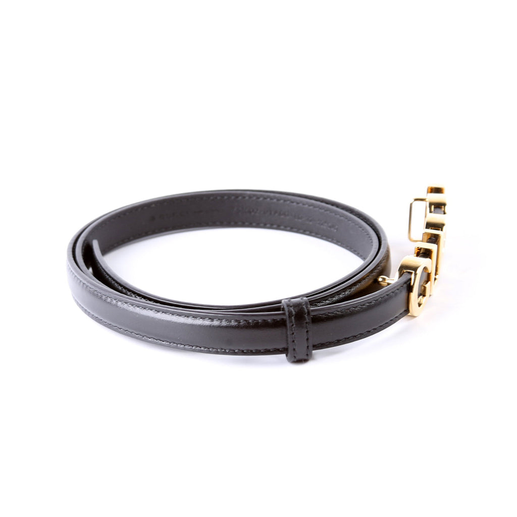 751602 Logo Extra Thin Leather Belt Size 80/32 Black