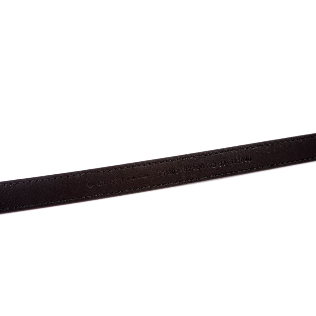 751602 Logo Extra Thin Leather Belt Size 80/32 Black