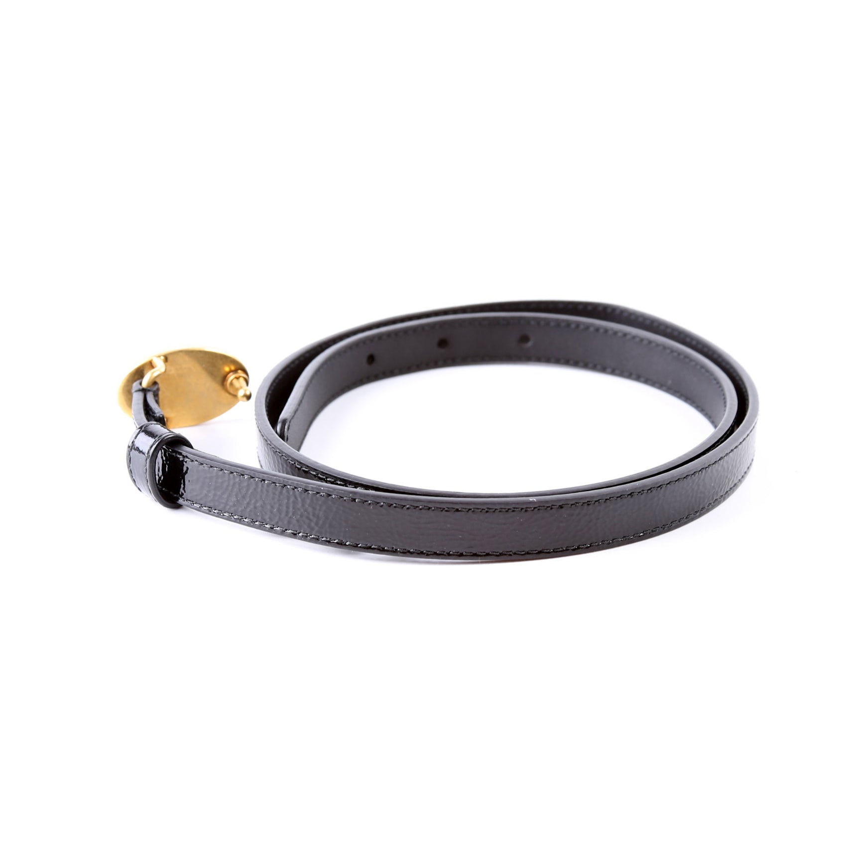 524117 Enamel GG 15MM Crinkle Patent Belt Size 80/32 Black