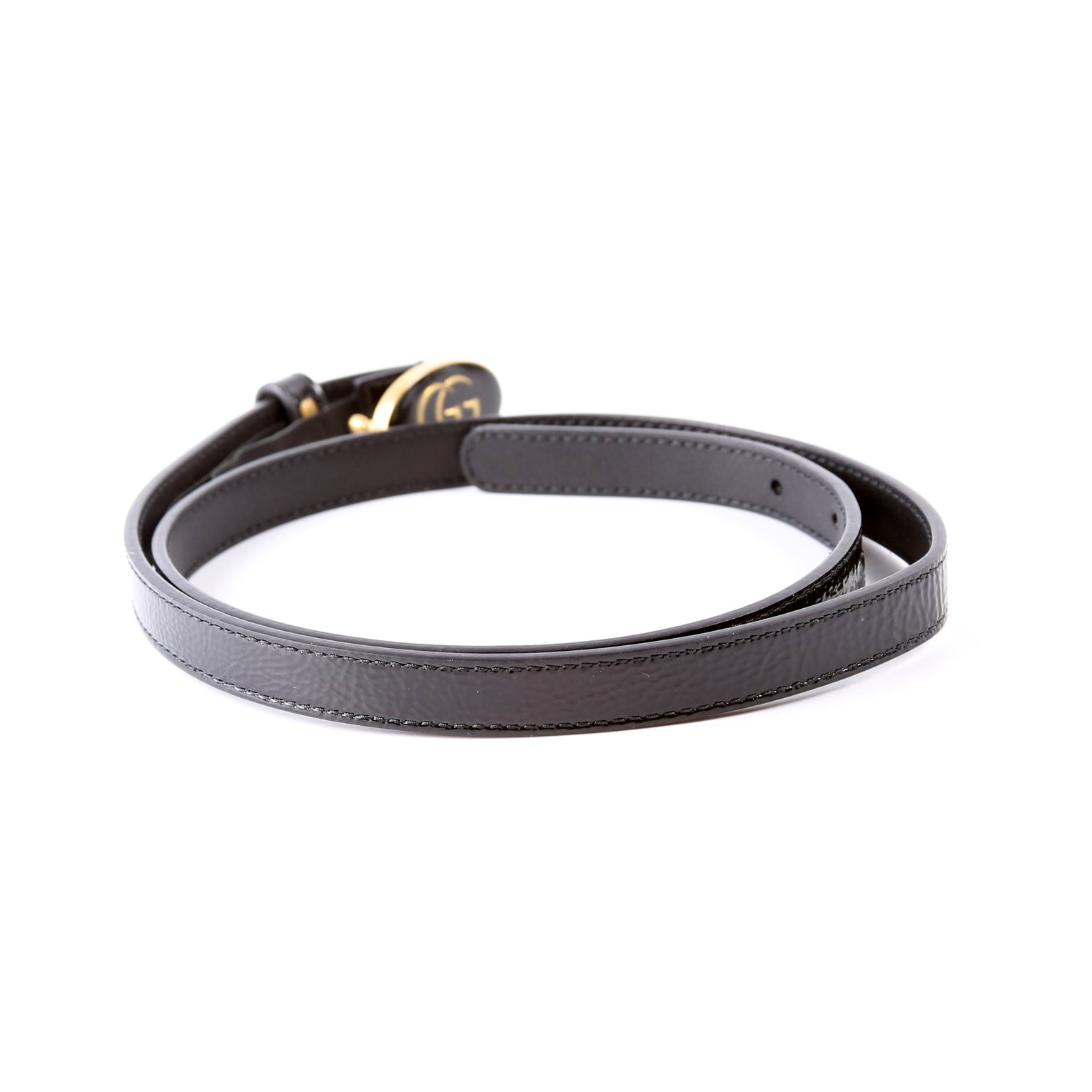 524117 Enamel GG 15MM Crinkle Patent Belt Size 80/32 Black