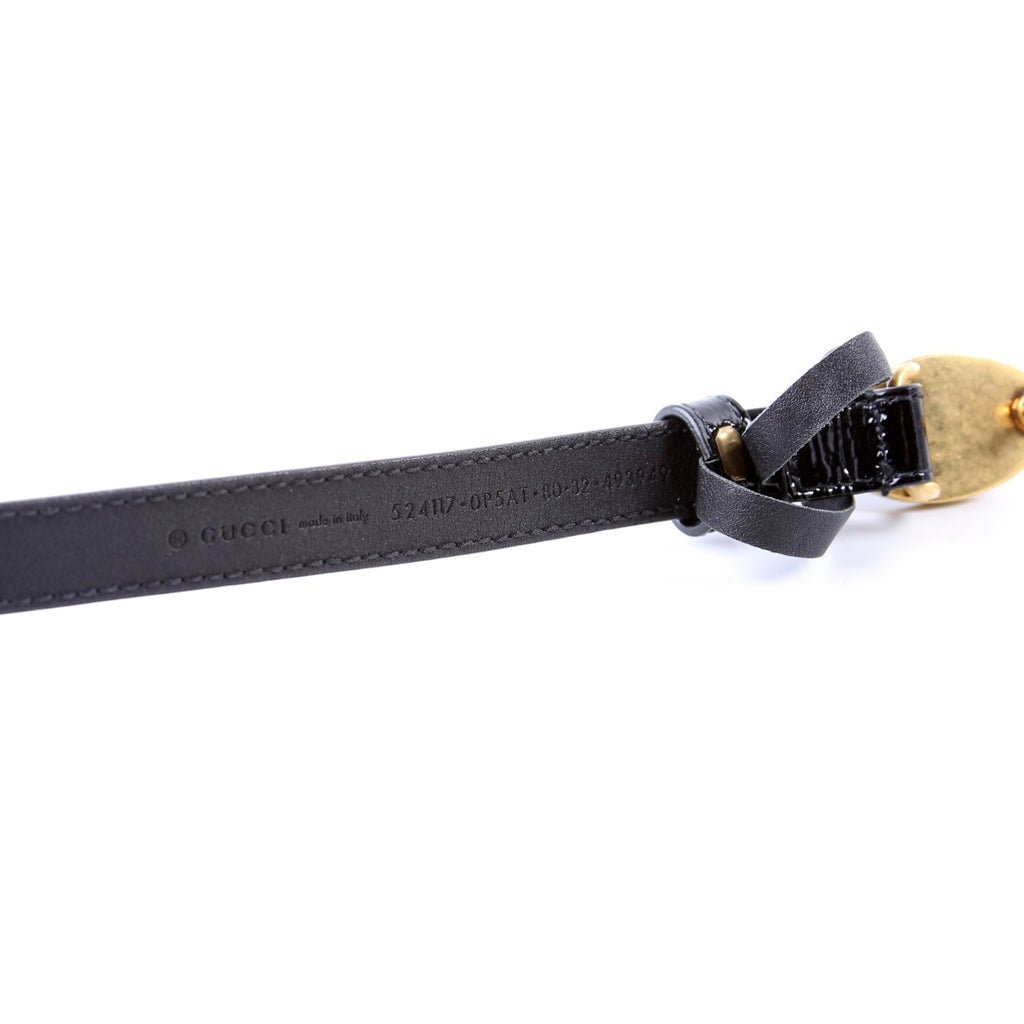 524117 Enamel GG 15MM Crinkle Patent Belt Size 80/32 Black