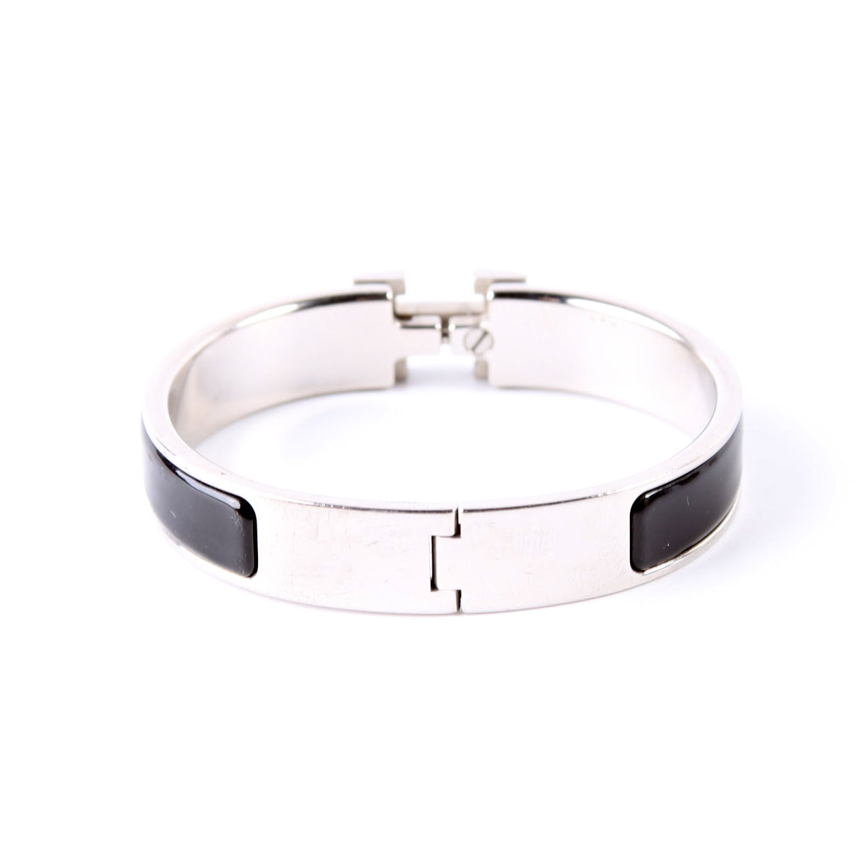 Enamel H Clic Clac Narrow PM Bracelet Silver/Black