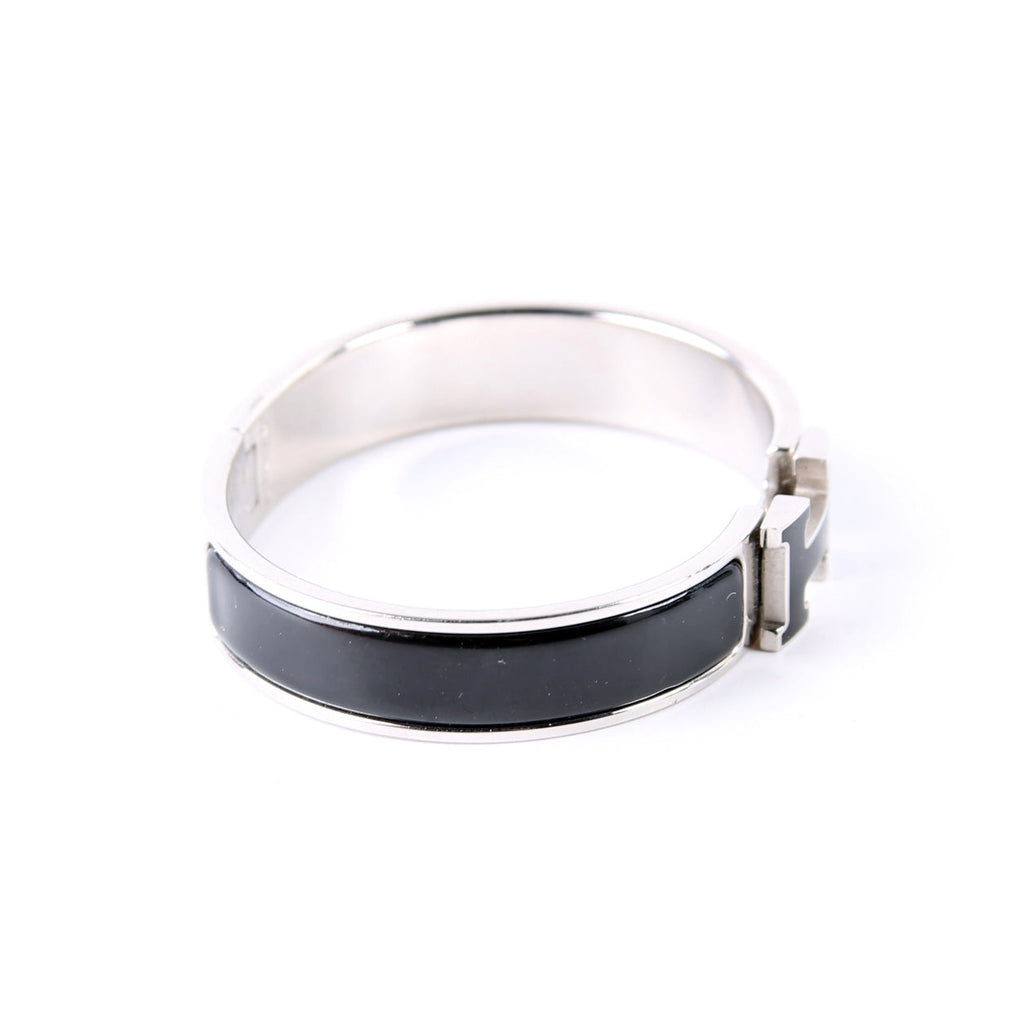 Enamel H Clic Clac Narrow PM Bracelet Silver/Black