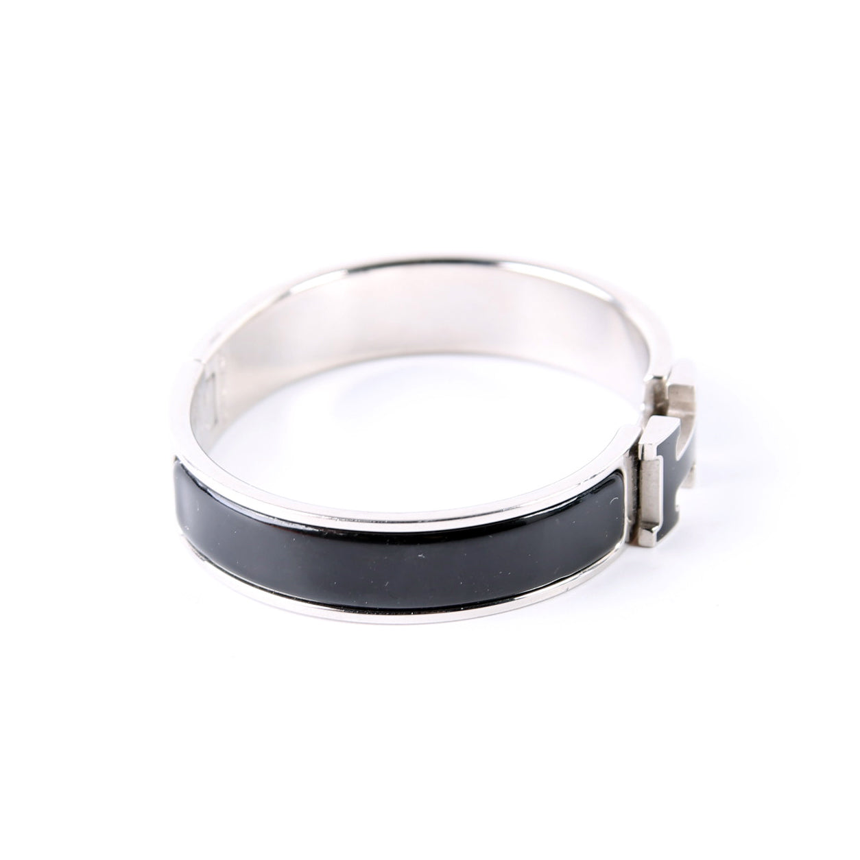 Enamel H Clic Clac Narrow PM Bracelet Silver/Black