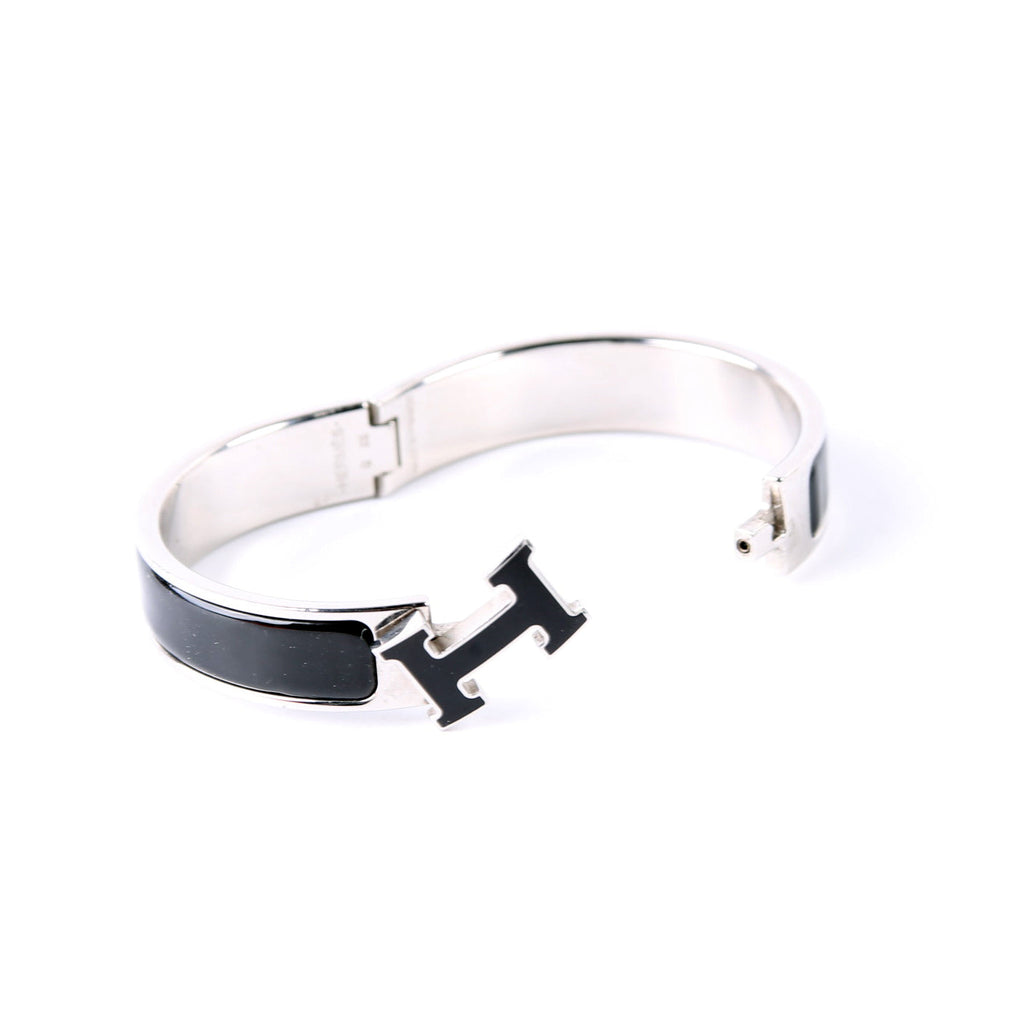 Enamel H Clic Clac Narrow PM Bracelet Silver/Black