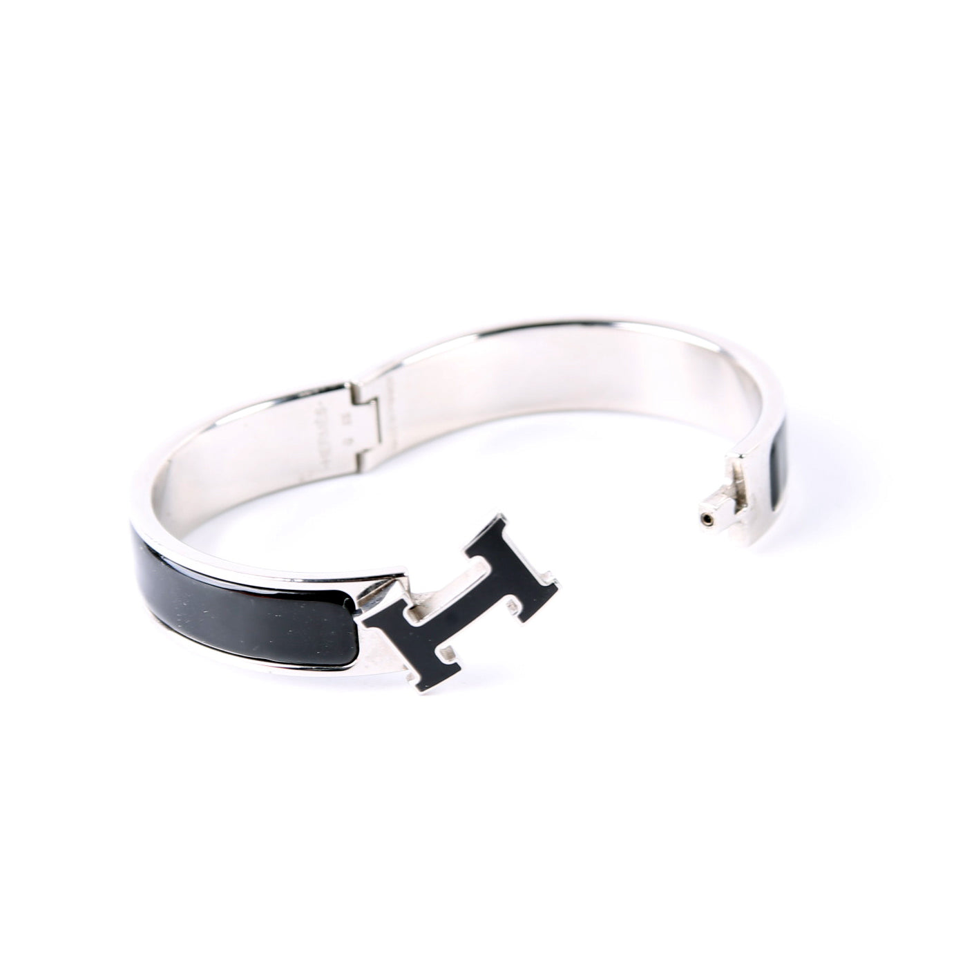 Enamel H Clic Clac Narrow PM Bracelet Silver/Black
