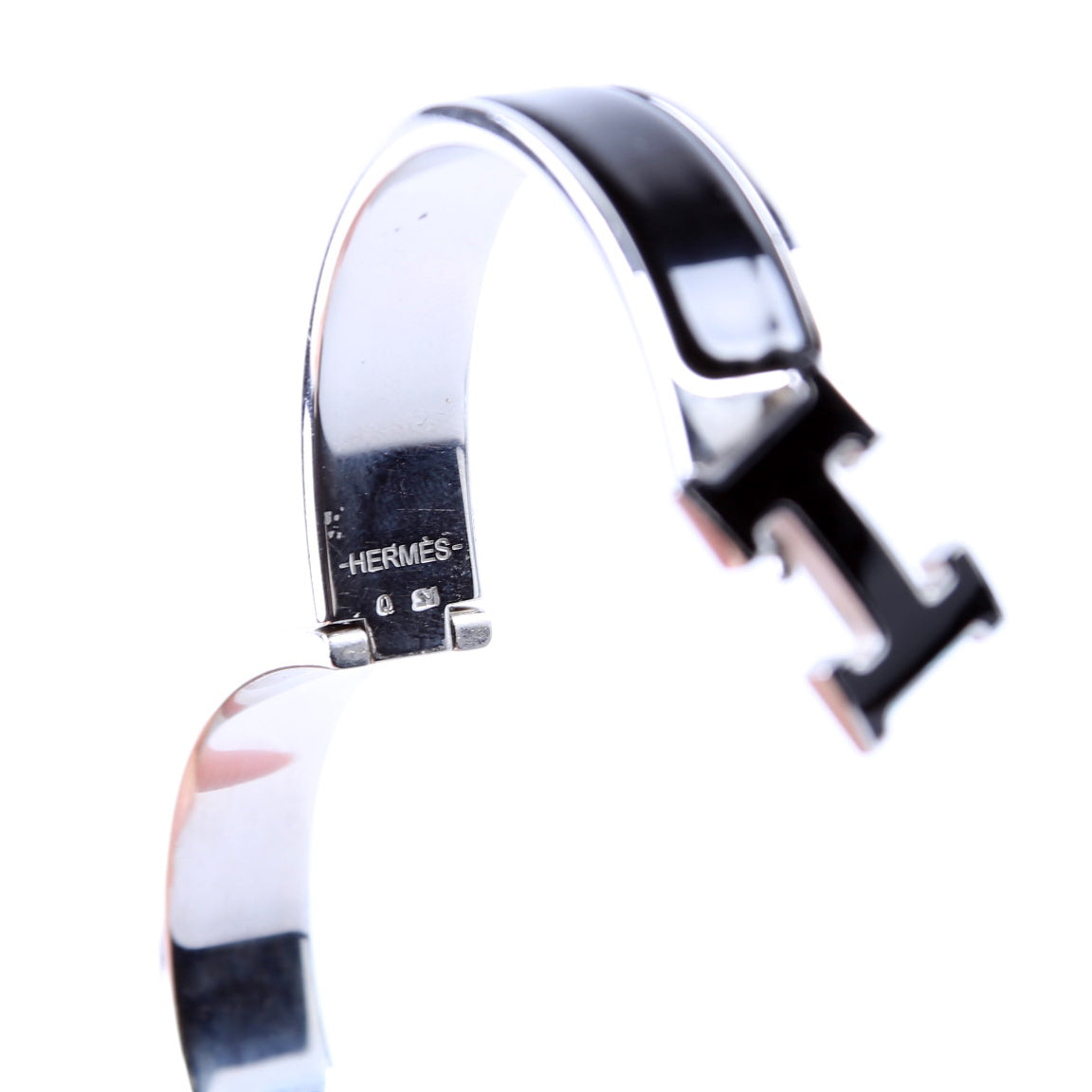 Enamel H Clic Clac Narrow PM Bracelet Silver/Black