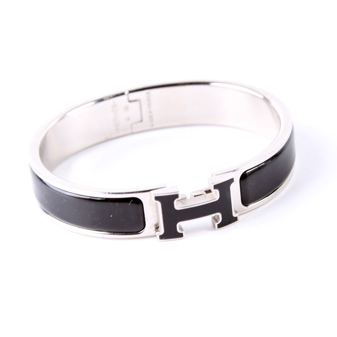 Enamel H Clic Clac Narrow PM Bracelet Silver/Black