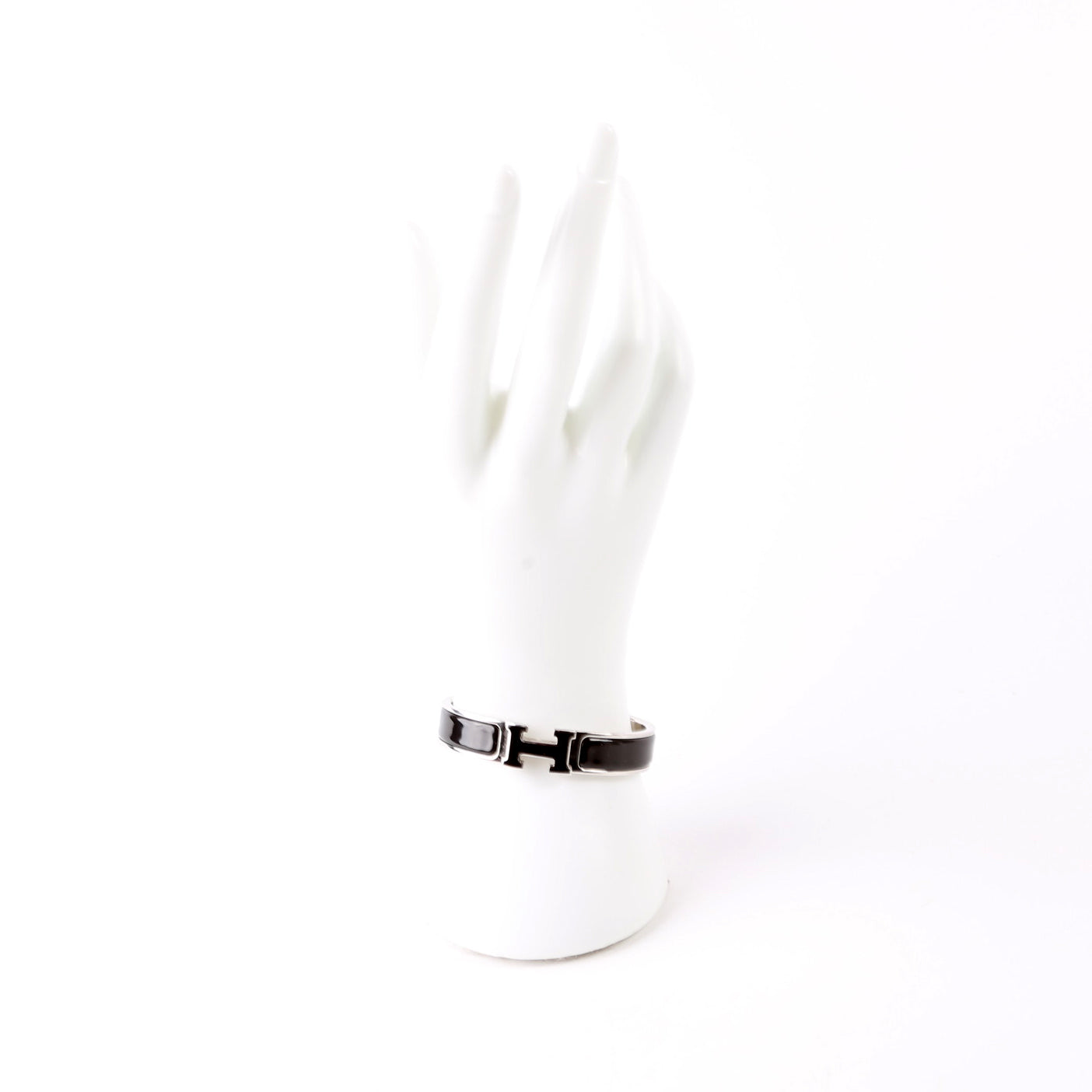 Enamel H Clic Clac Narrow PM Bracelet Silver/Black