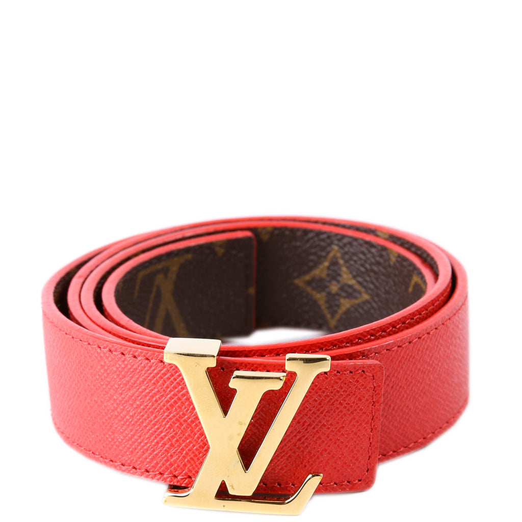 LV Initiales 30MM Reversible Leather/Monogram Belt Size 85/34 Red