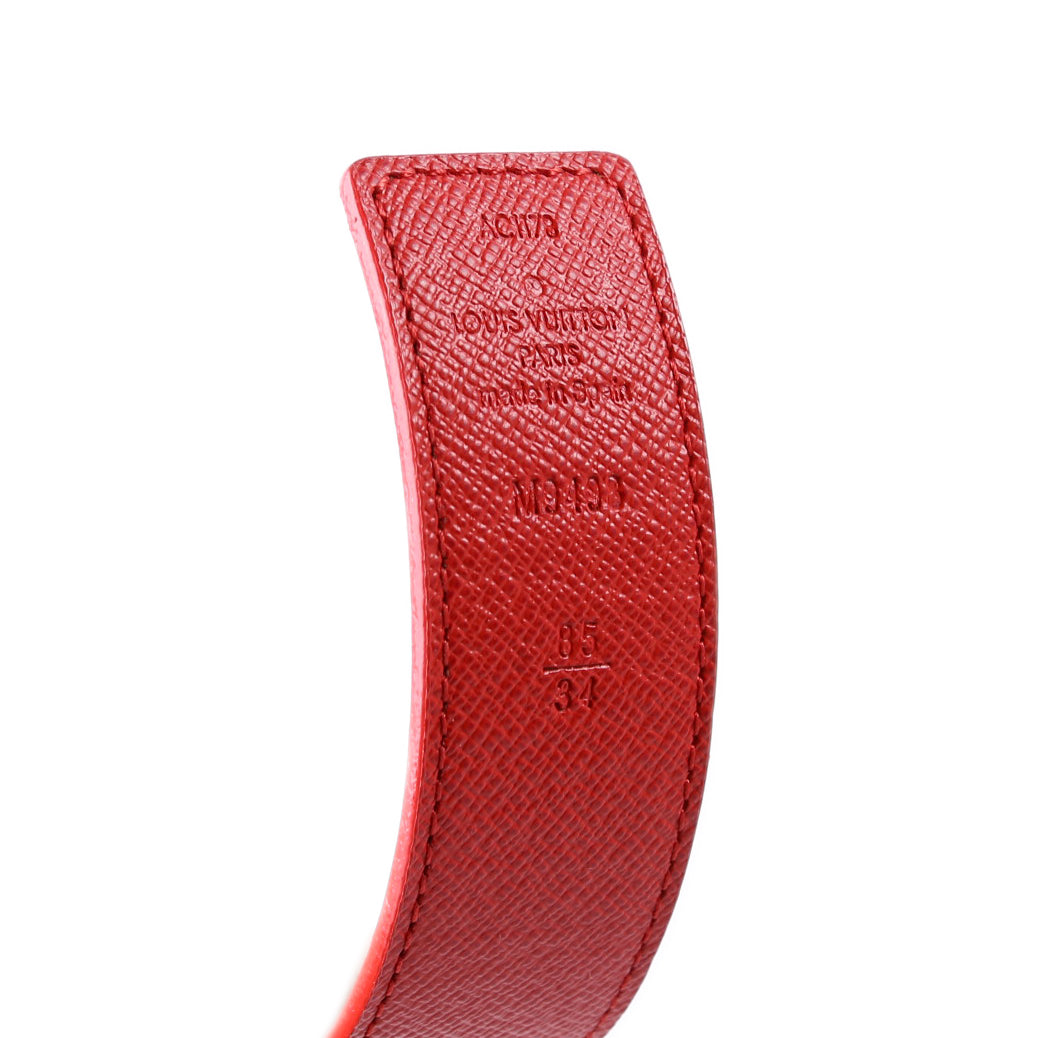 LV Initiales 30MM Reversible Leather/Monogram Belt Size 85/34 Red