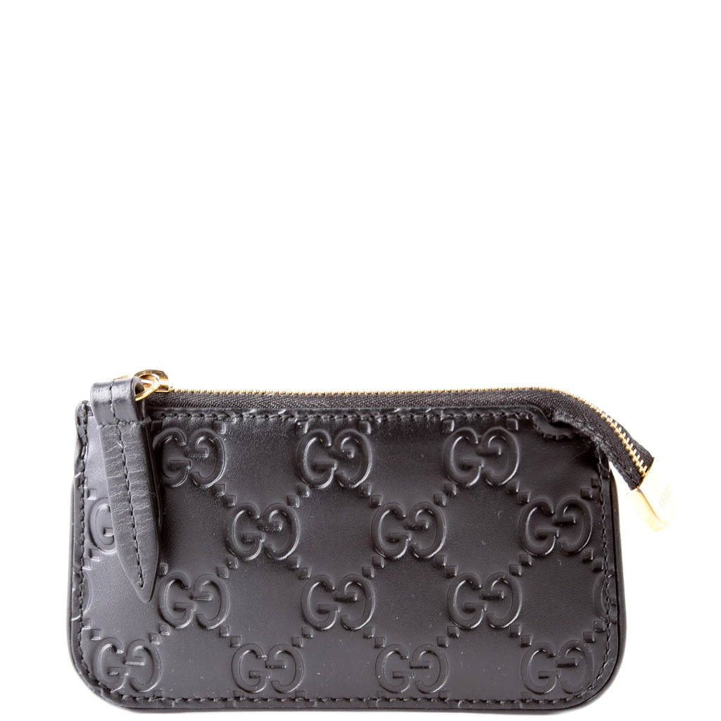 447964 GG Leather Key Pouch Black