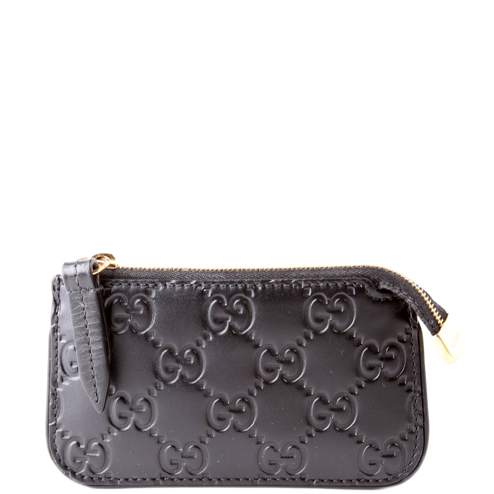 447964 GG Leather Key Pouch Black