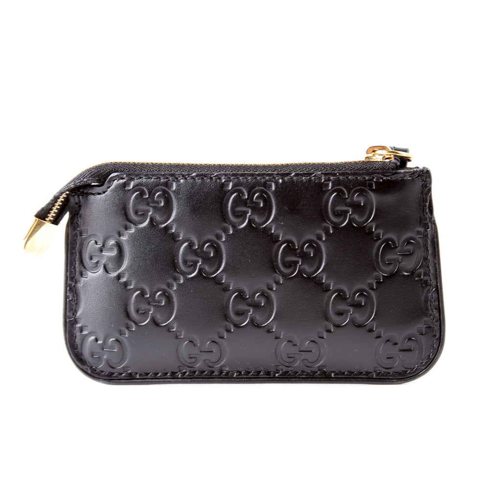 447964 GG Leather Key Pouch Black