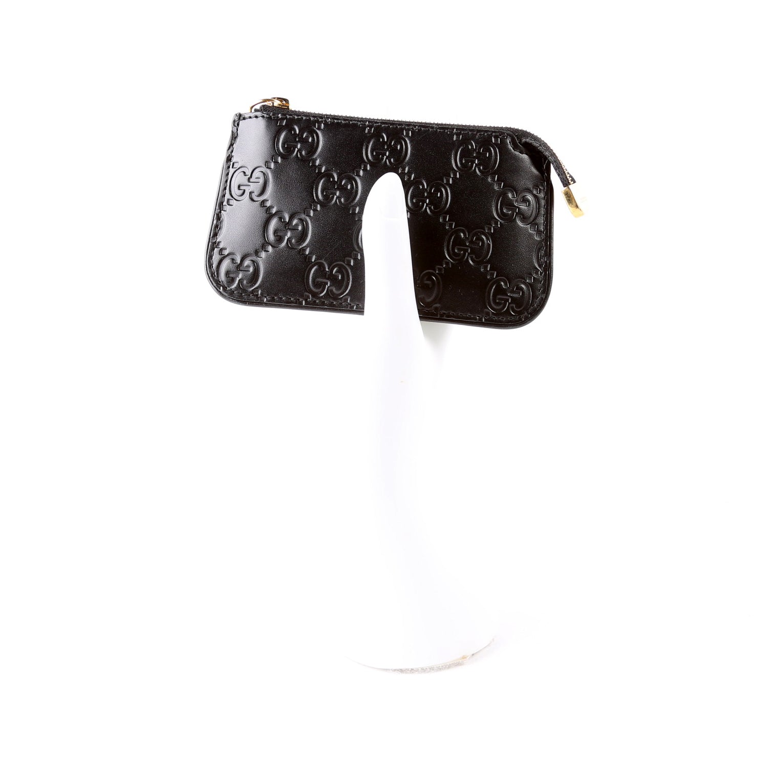 447964 GG Leather Key Pouch Black