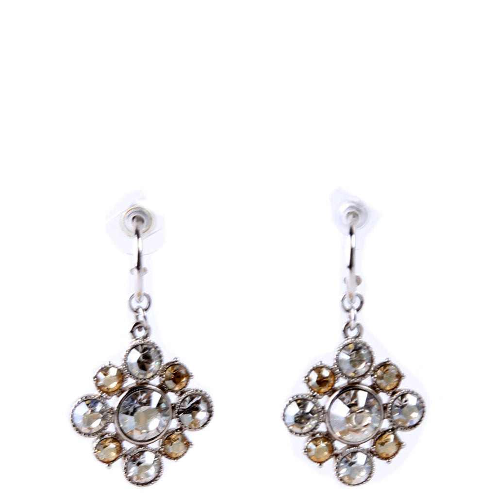 Rhinestone Cluster Drop Earrings Silver/Gold