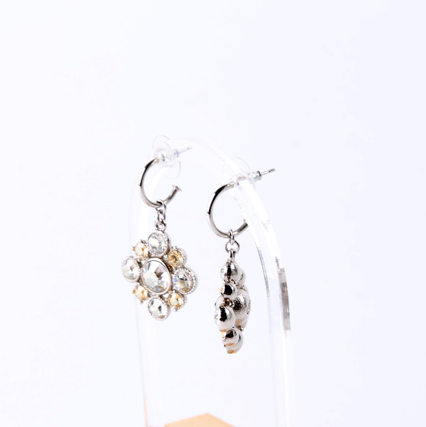 Rhinestone Cluster Drop Earrings Silver/Gold