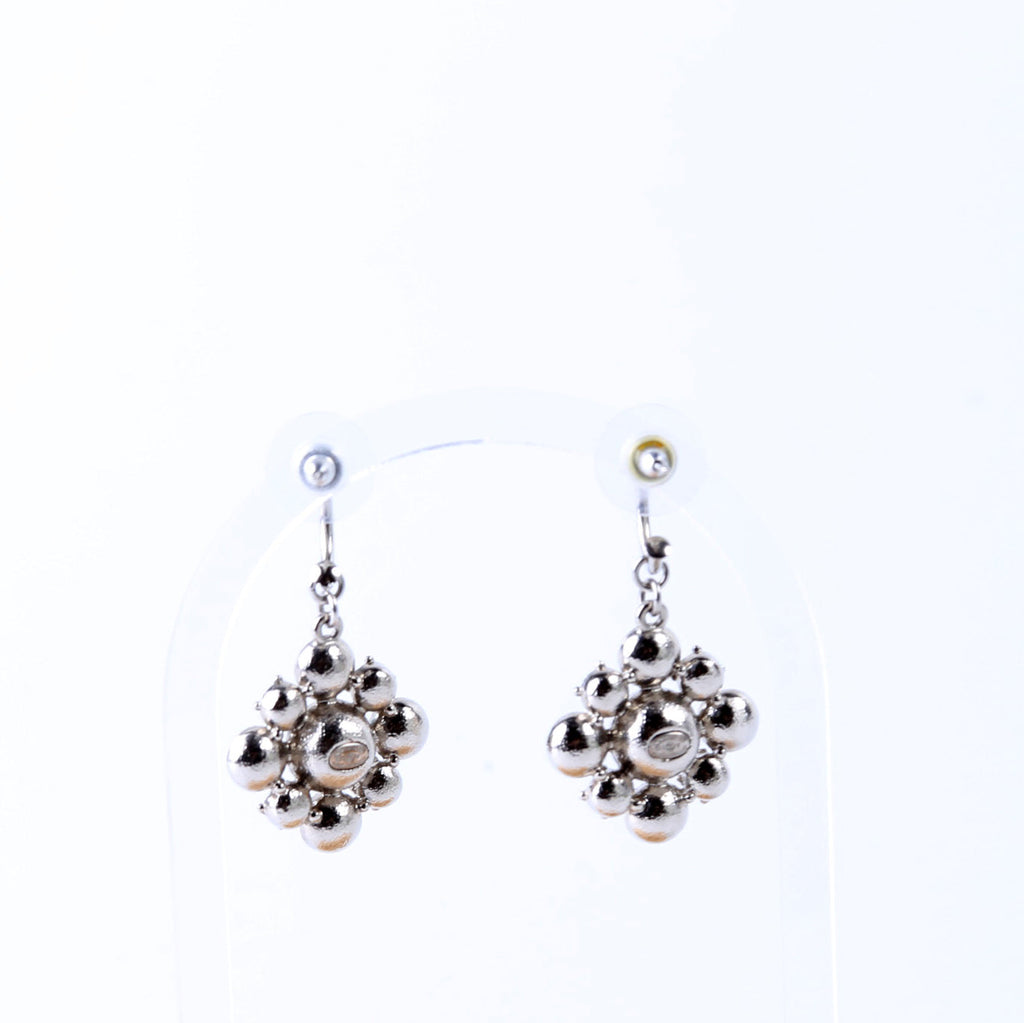 Rhinestone Cluster Drop Earrings Silver/Gold