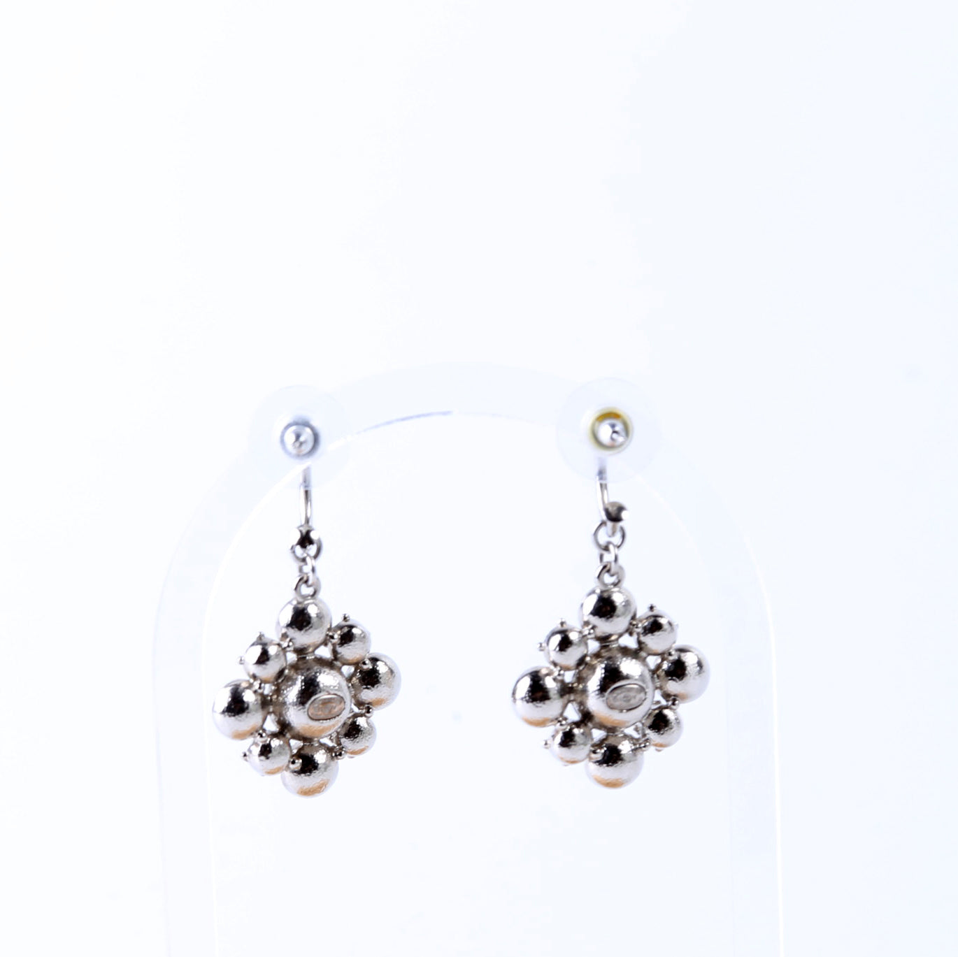 Rhinestone Cluster Drop Earrings Silver/Gold
