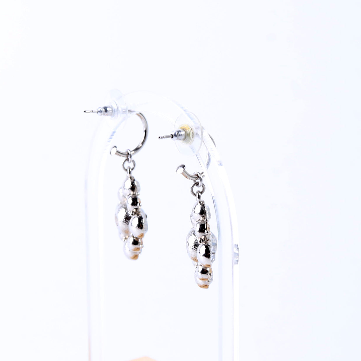 Rhinestone Cluster Drop Earrings Silver/Gold