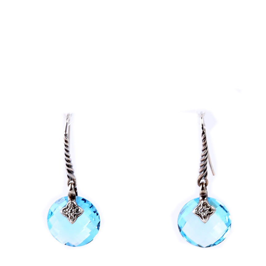 Capri Drop Earrings 925/Blue Topaz/Diamonds