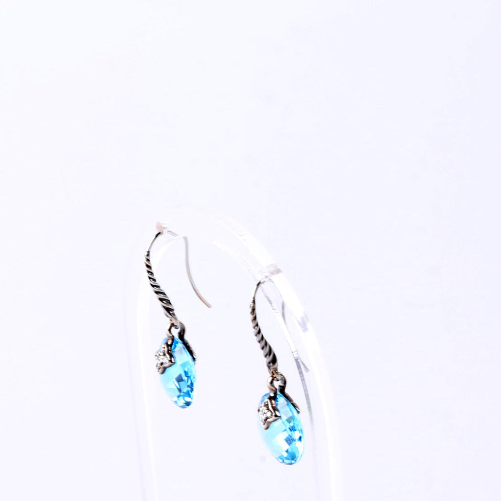 Capri Drop Earrings 925/Blue Topaz/Diamonds