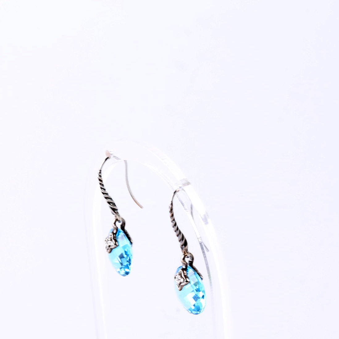 Capri Drop Earrings 925/Blue Topaz/Diamonds
