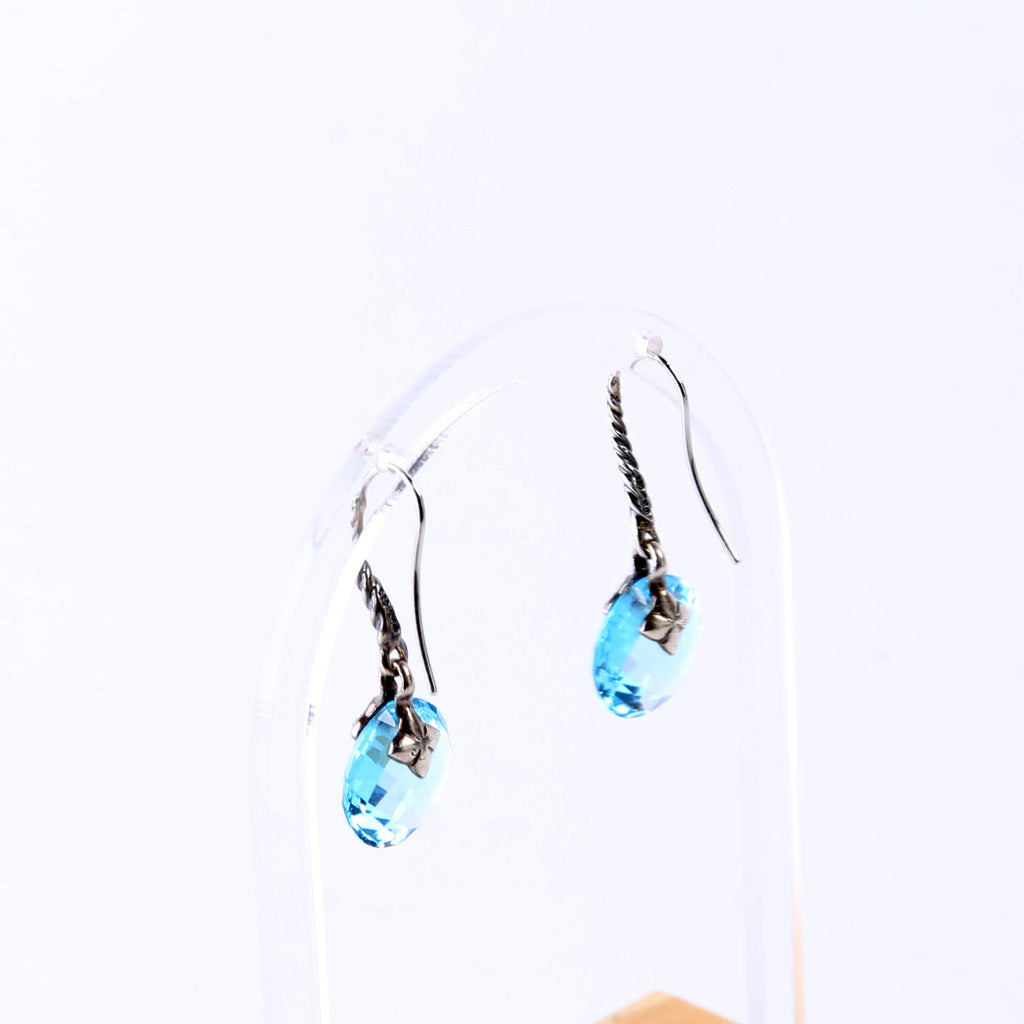 Capri Drop Earrings 925/Blue Topaz/Diamonds