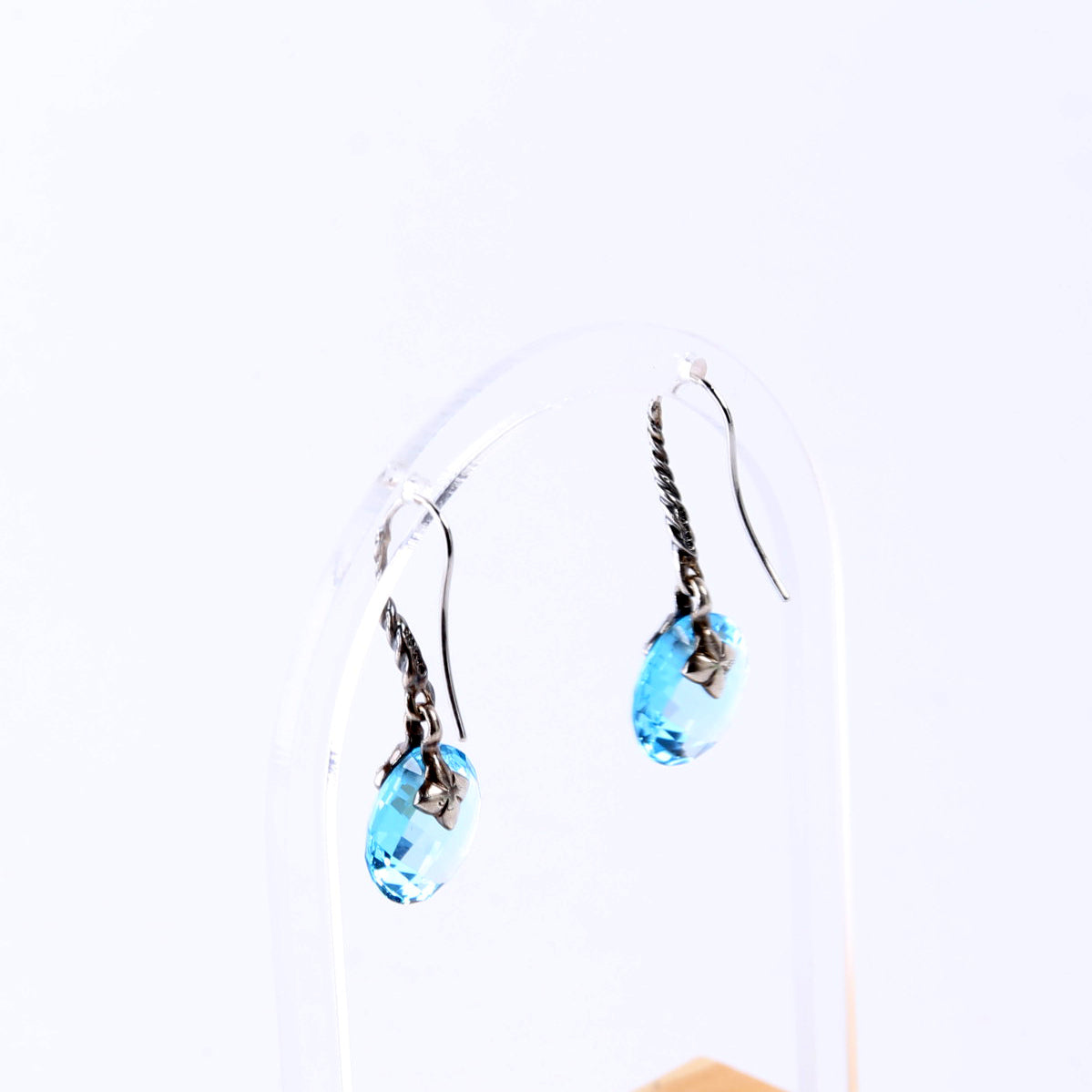 Capri Drop Earrings 925/Blue Topaz/Diamonds