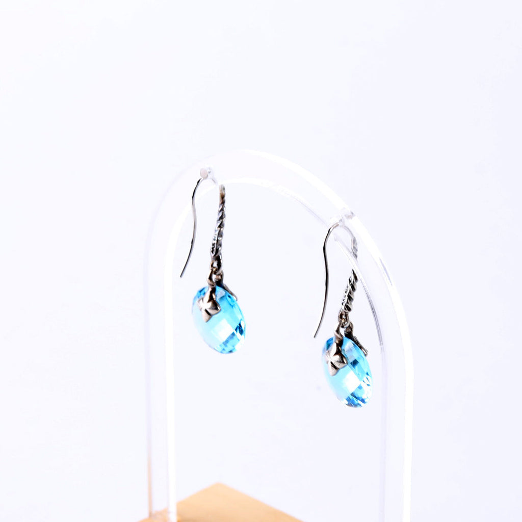 Capri Drop Earrings 925/Blue Topaz/Diamonds