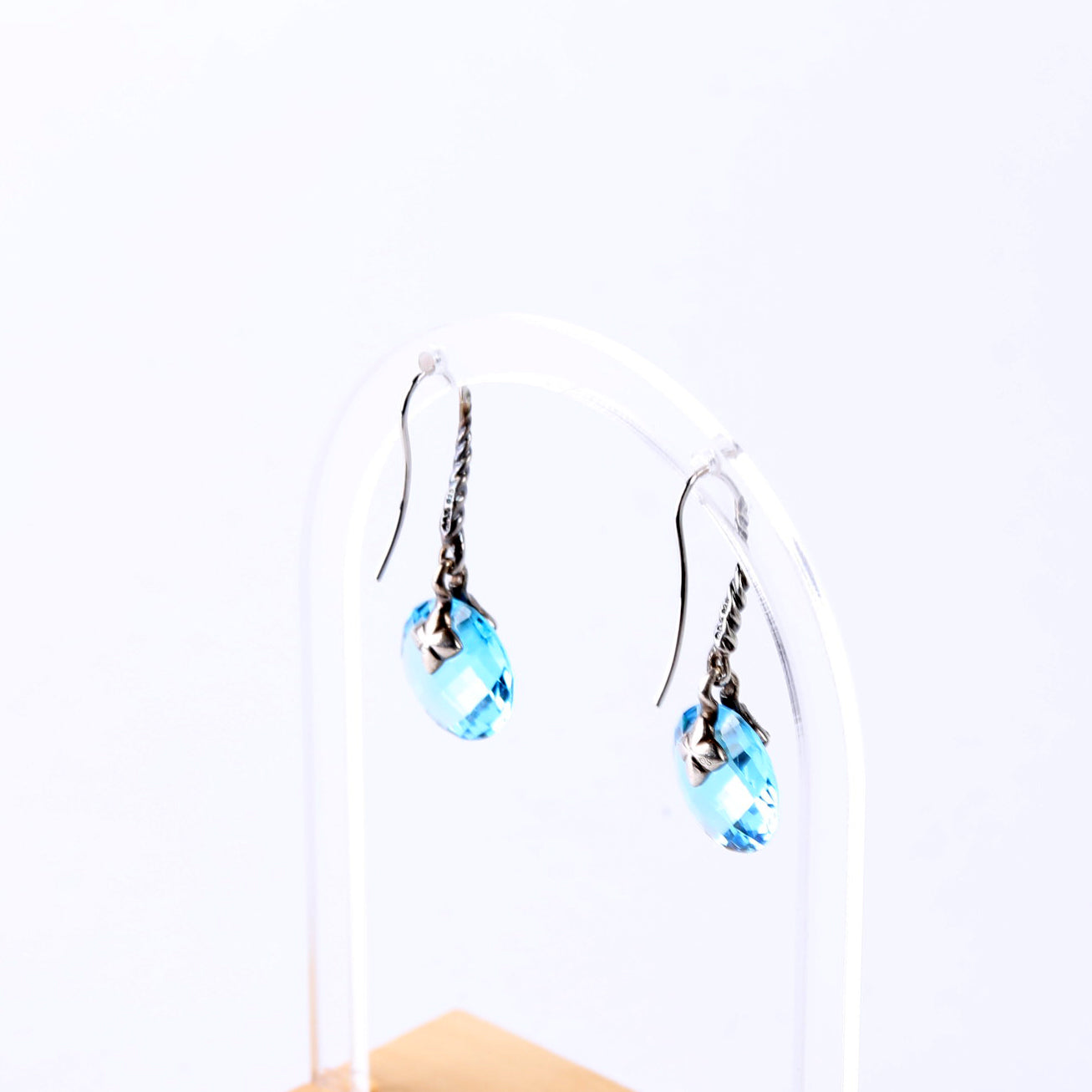 Capri Drop Earrings 925/Blue Topaz/Diamonds