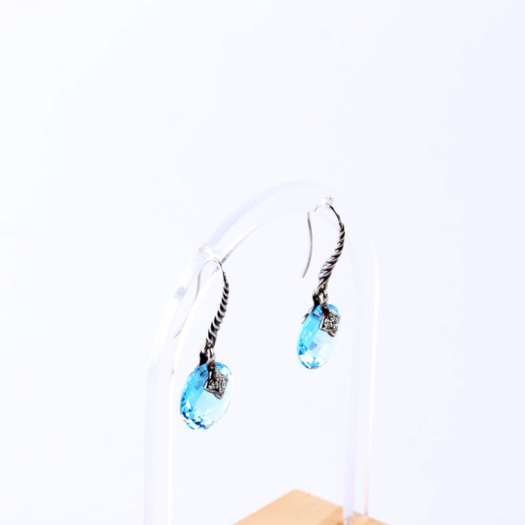 Capri Drop Earrings 925/Blue Topaz/Diamonds