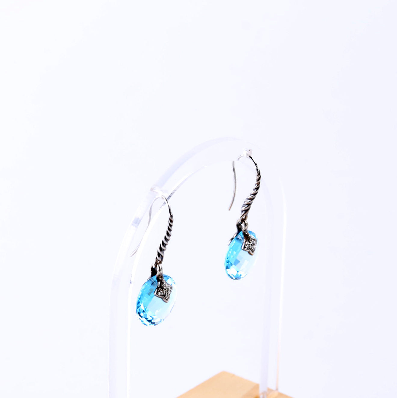 Capri Drop Earrings 925/Blue Topaz/Diamonds