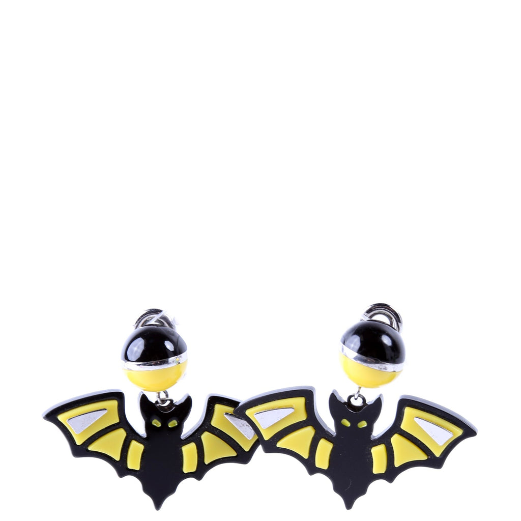 Prada Bat Clip-On Earrings 925 Black/Yellow