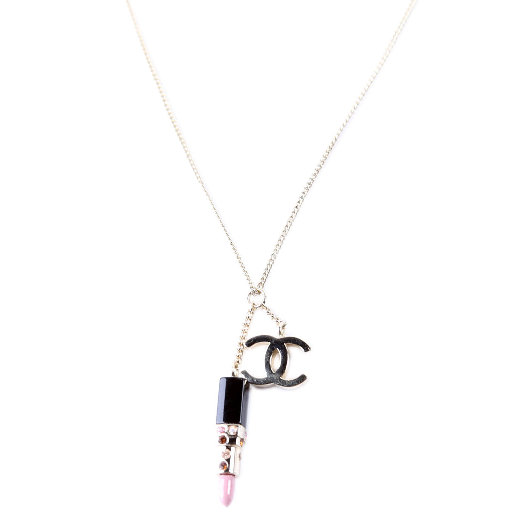 CC Lipstick Pendant Necklace Gold