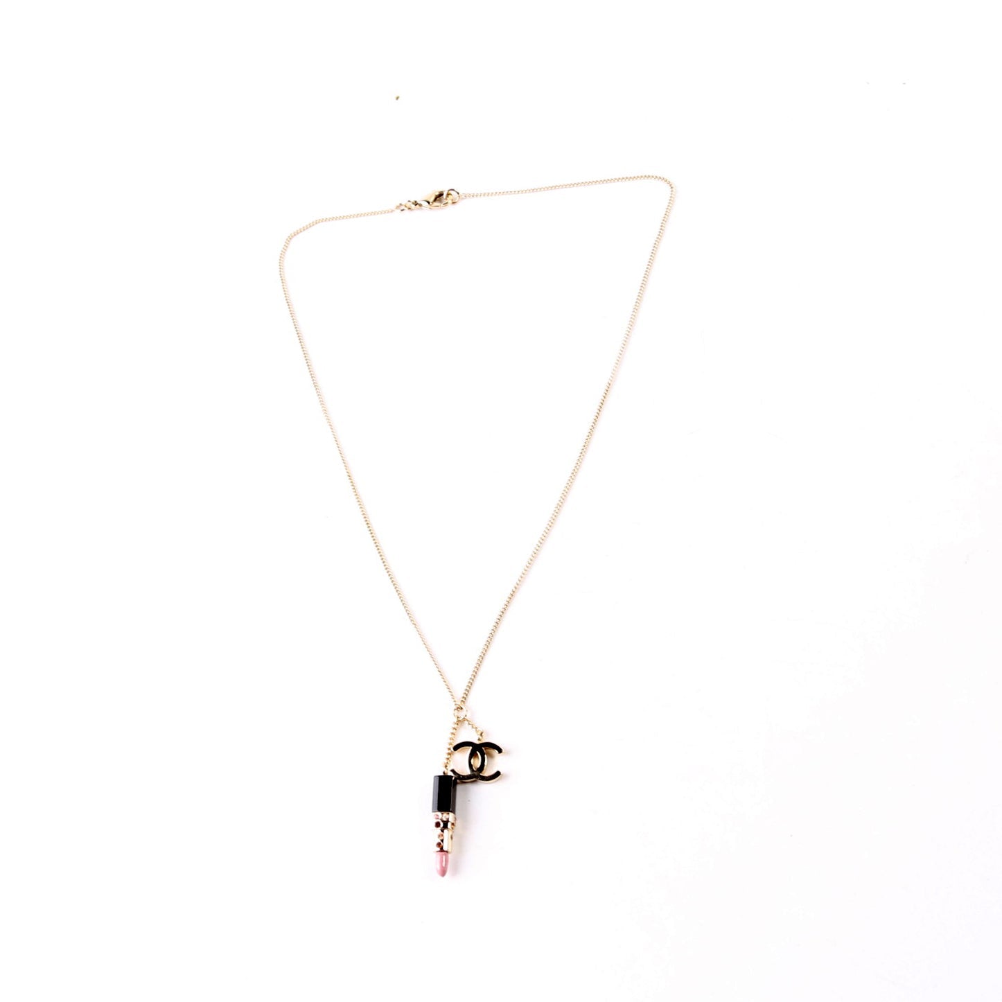 CC Lipstick Pendant Necklace Gold