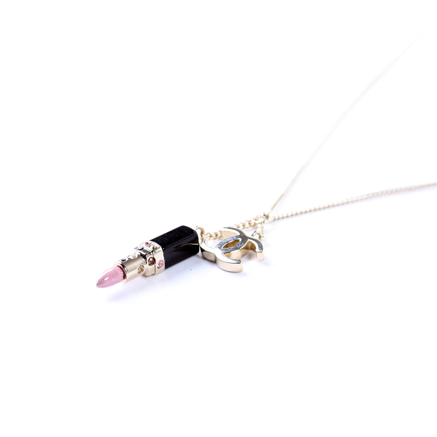 CC Lipstick Pendant Necklace Gold